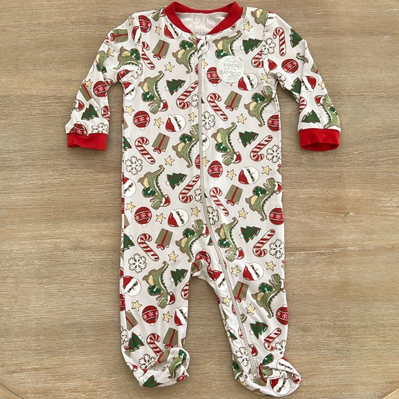 milkberry Other - Milkberry Baby Boy Bamboo Footie Sleeper 6-9 months Christmas Dinosaurs